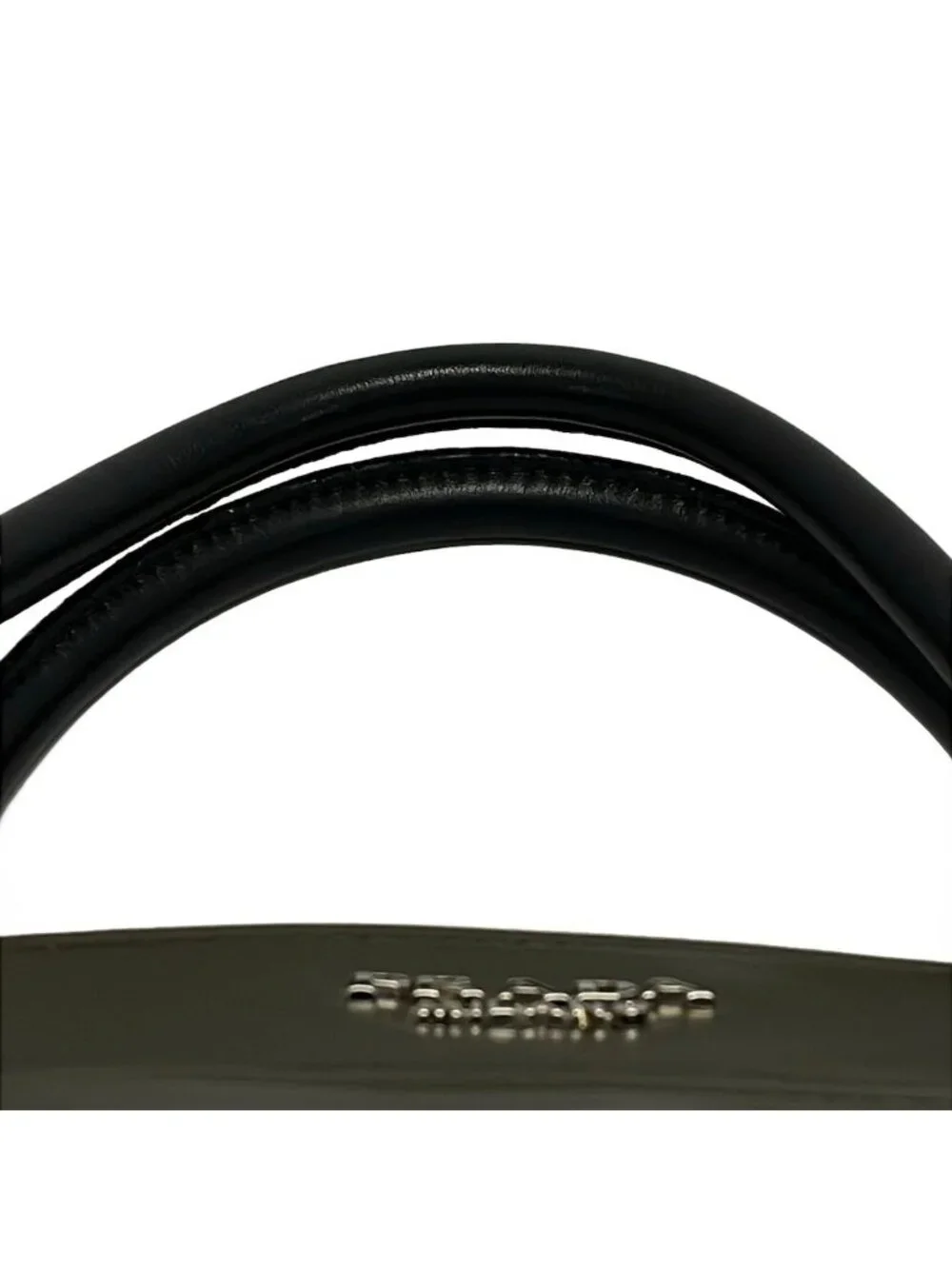Prada Tote Khaki Black Leather